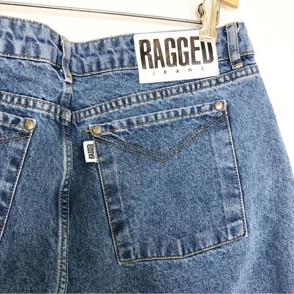 Ragged Priest wide leg, raw hem  high waist, denim jeans - Picture 3 of 11